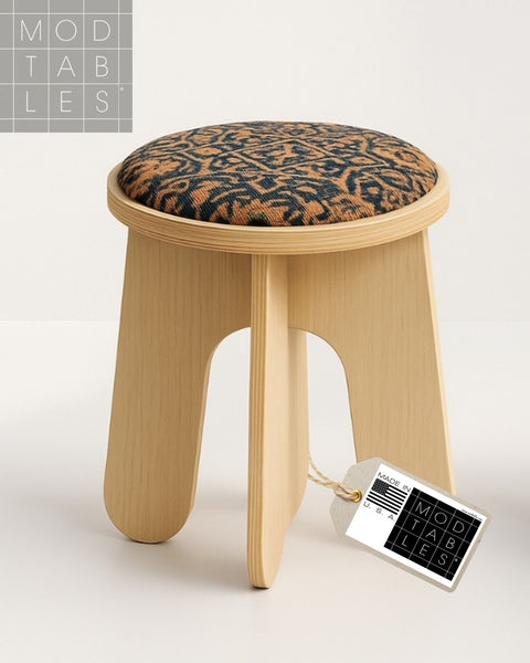 Swappable Top Vintage Persian Rug Stool