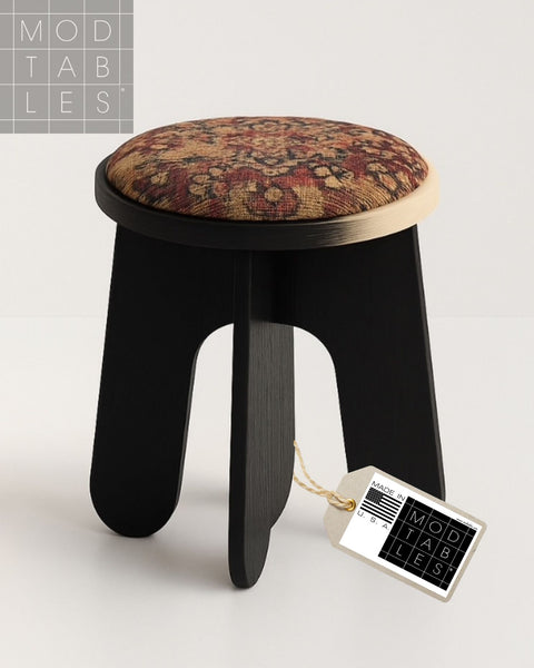 Swappable Top Vintage Persian Rug Stool