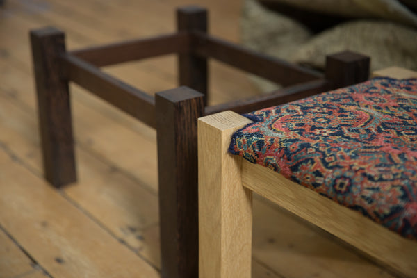 Swappable Top Vintage Persian Rug Stool