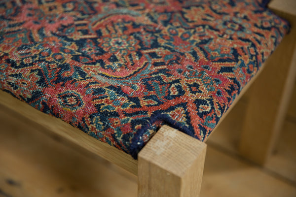 Swappable Top Vintage Persian Rug Stool