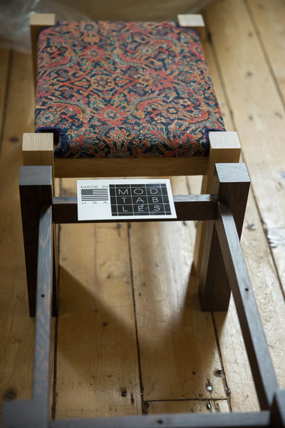 Swappable Top Vintage Persian Rug Stool