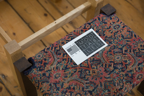 Swappable Top Vintage Persian Rug Stool